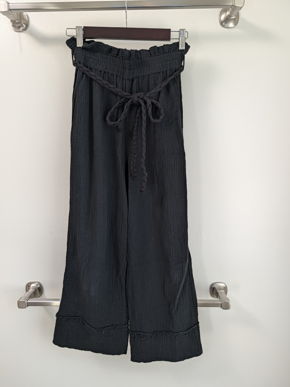 HANDLOOM cotton Wide-Leg Gauze Pants with Braided Tie